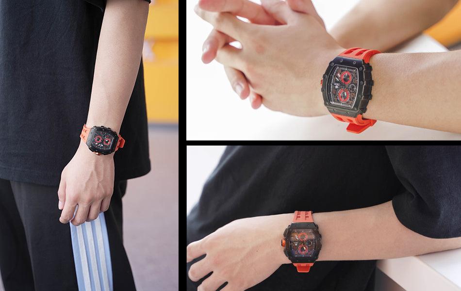 TSAR BOMBA Luxury Tonneau Clock 50M Waterproof Stainless Steel Carauana Store