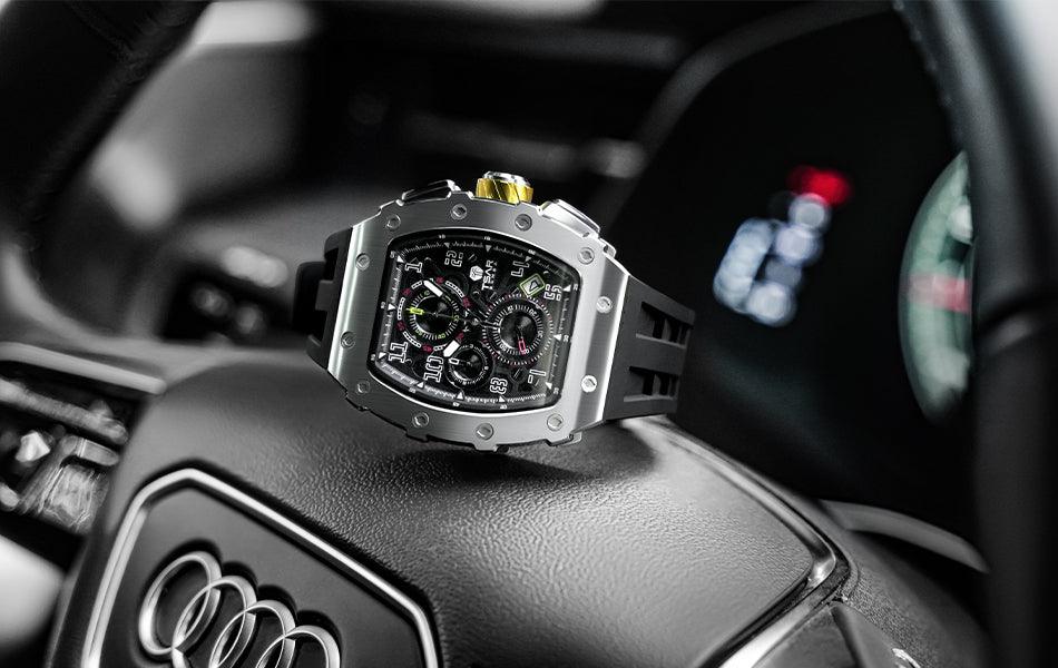 TSAR BOMBA Luxury Tonneau Clock 50M Waterproof Stainless Steel Carauana Store