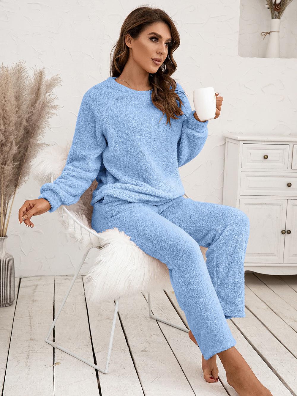 Teddy Long Sleeve Top and Pants Lounge Set Carauana Store