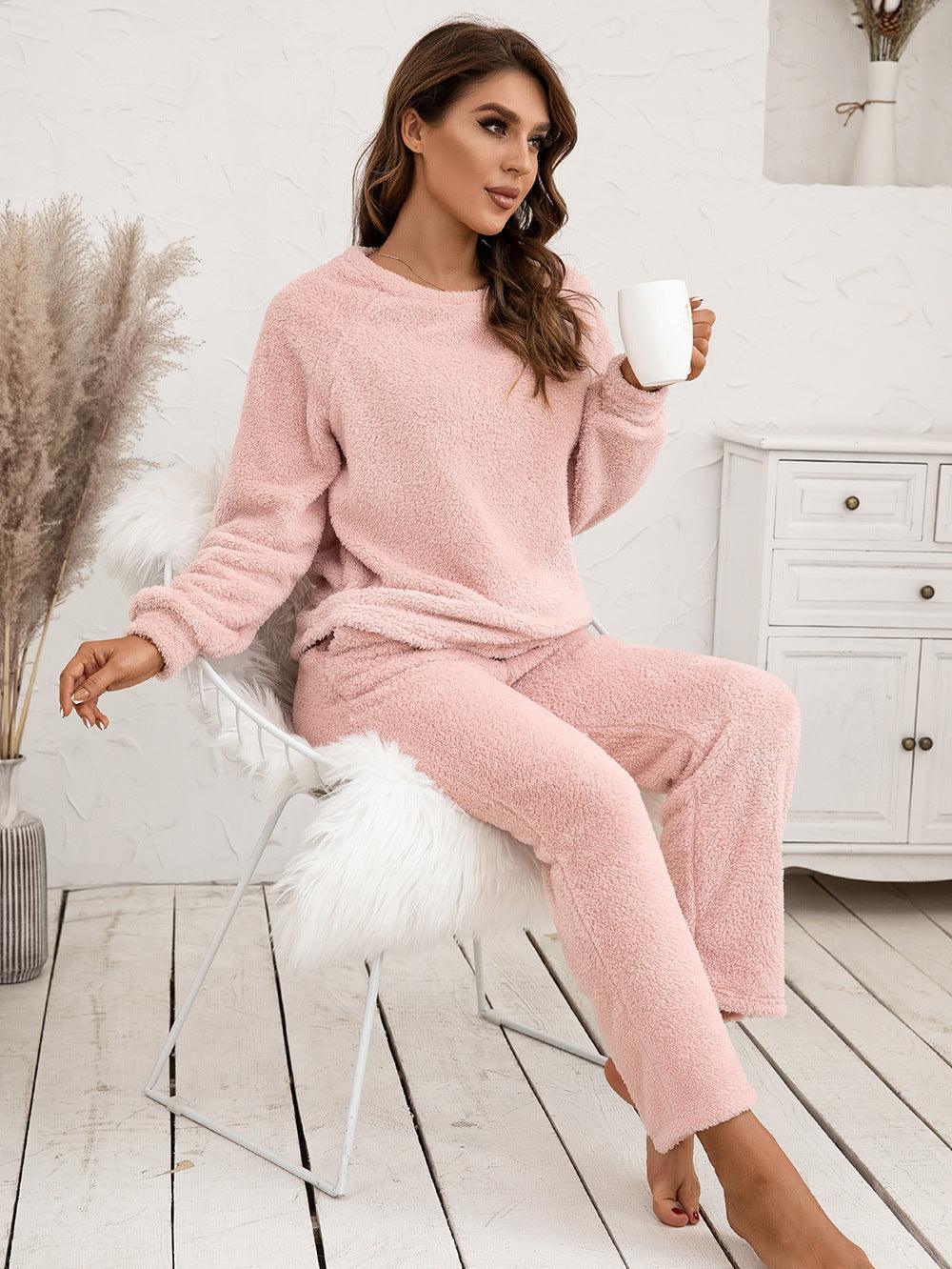 Teddy Long Sleeve Top and Pants Lounge Set Carauana Store