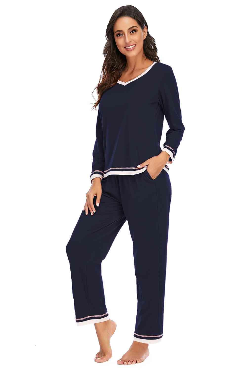 V-Neck Top and Pants Lounge Set Carauana Store