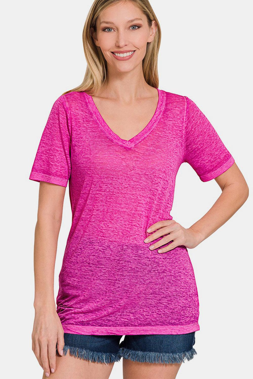 Zenana V-Neck Short Sleeve T-Shirt Carauana Store