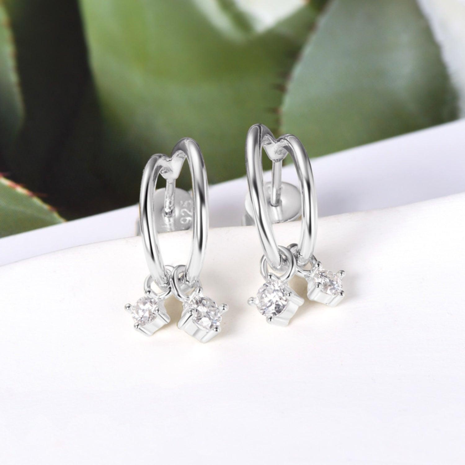 925 Sterling Silver Moissanite C-Hoop Earrings Carauana Store