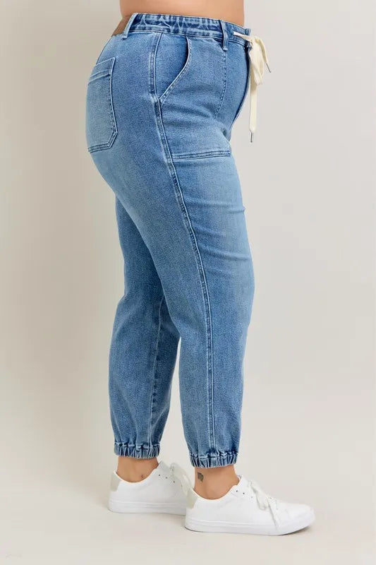 Judy Blue Full Size High Waist Denim Jogger Plus Size Carauana Store