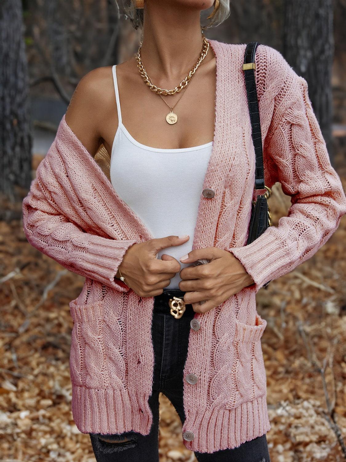 Cable-Knit Button Down Cardigan Carauana Store