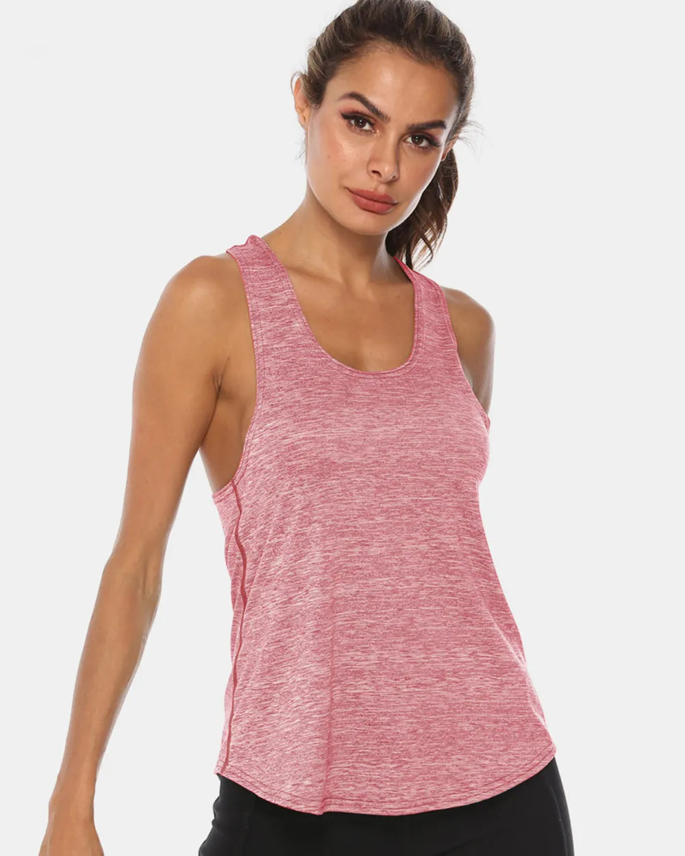 Full Size Scoop Neck Wide Strap Active Tank Carauana Store