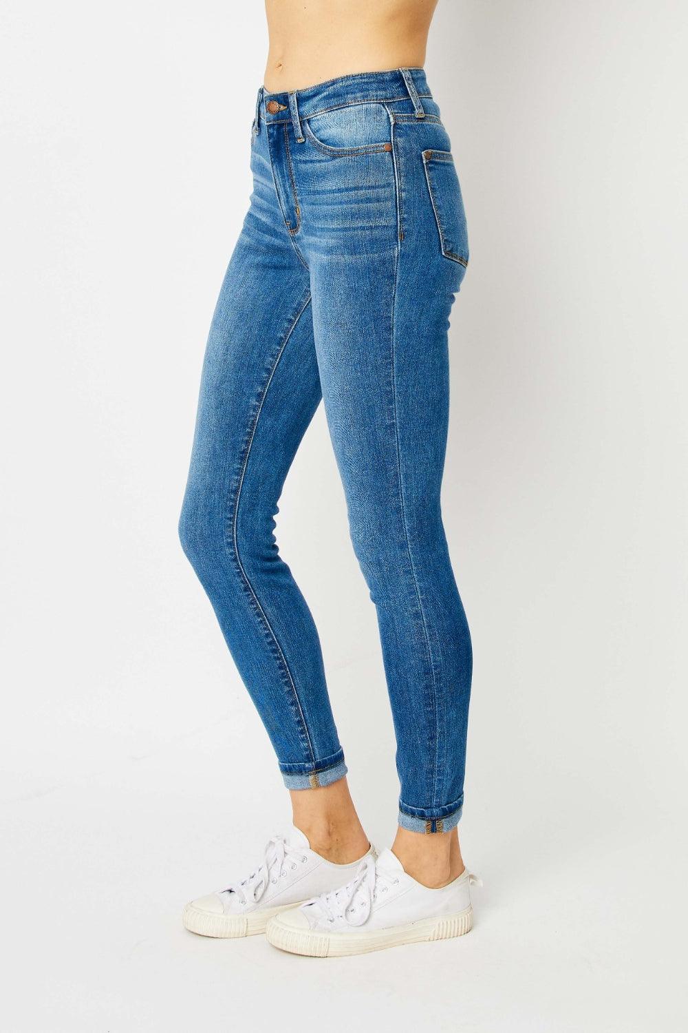 Judy Blue Full Size Cuffed Hem Skinny Jeans Carauana Store