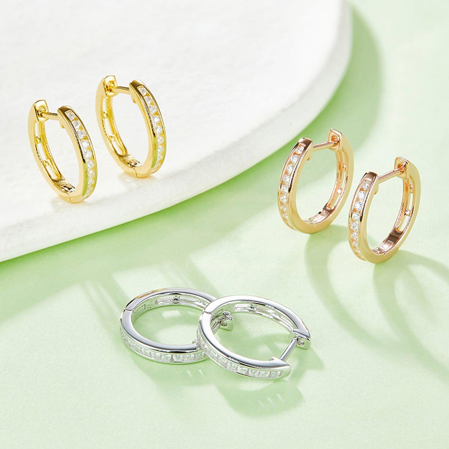 Moissanite 925 Sterling Silver Huggie Earrings Carauana Store