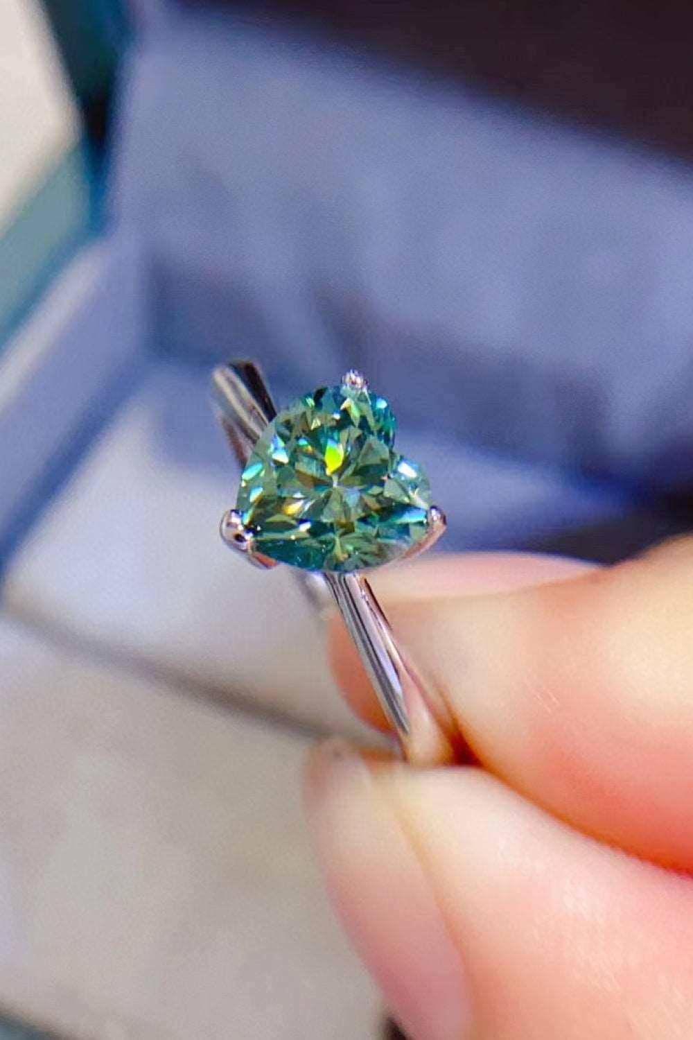 1 Carat Moissanite Heart 925 Sterling Silver Ring Carauana Store
