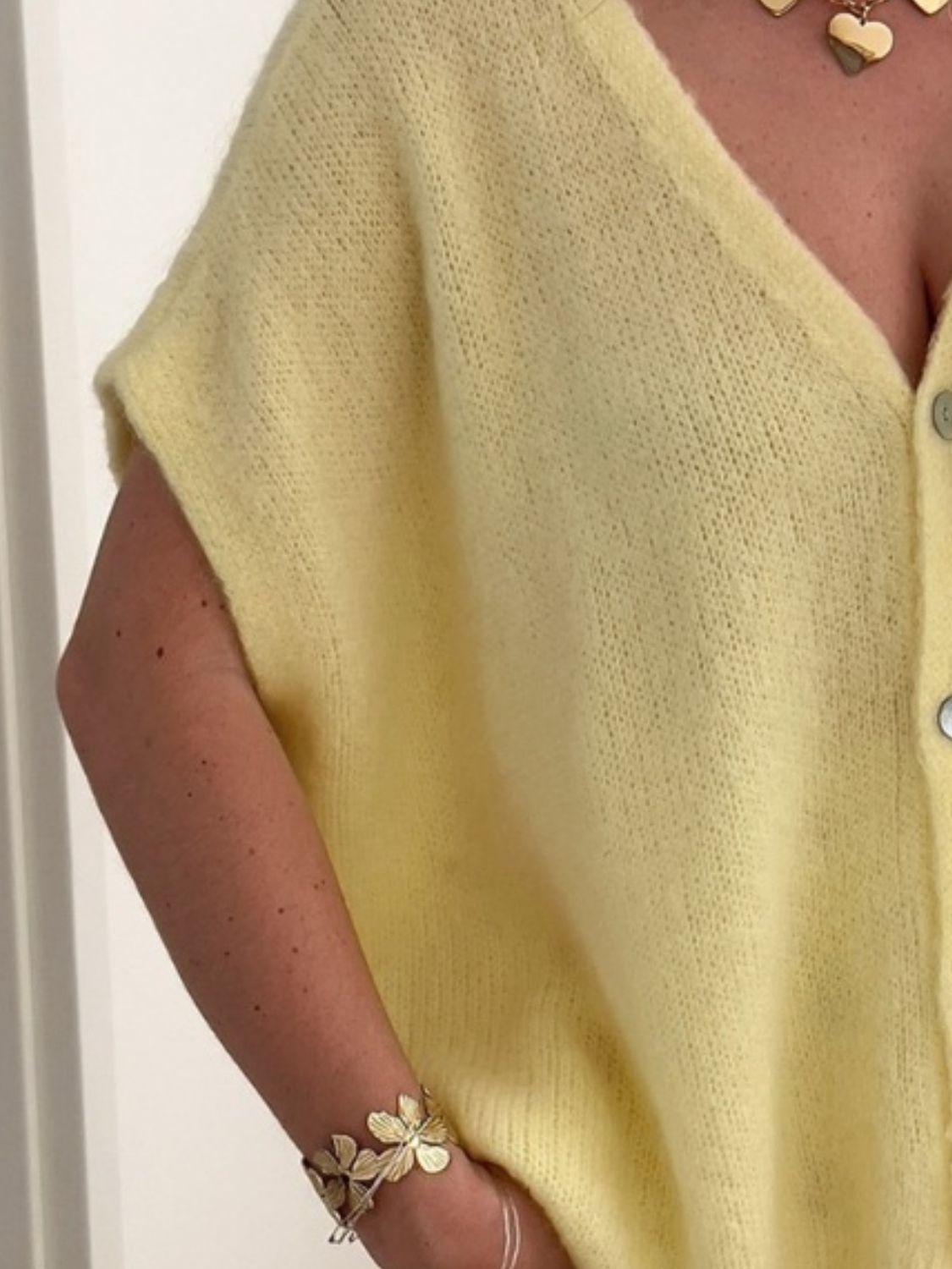 V-Neck Button Up Short Sleeve Cardigan Carauana Store