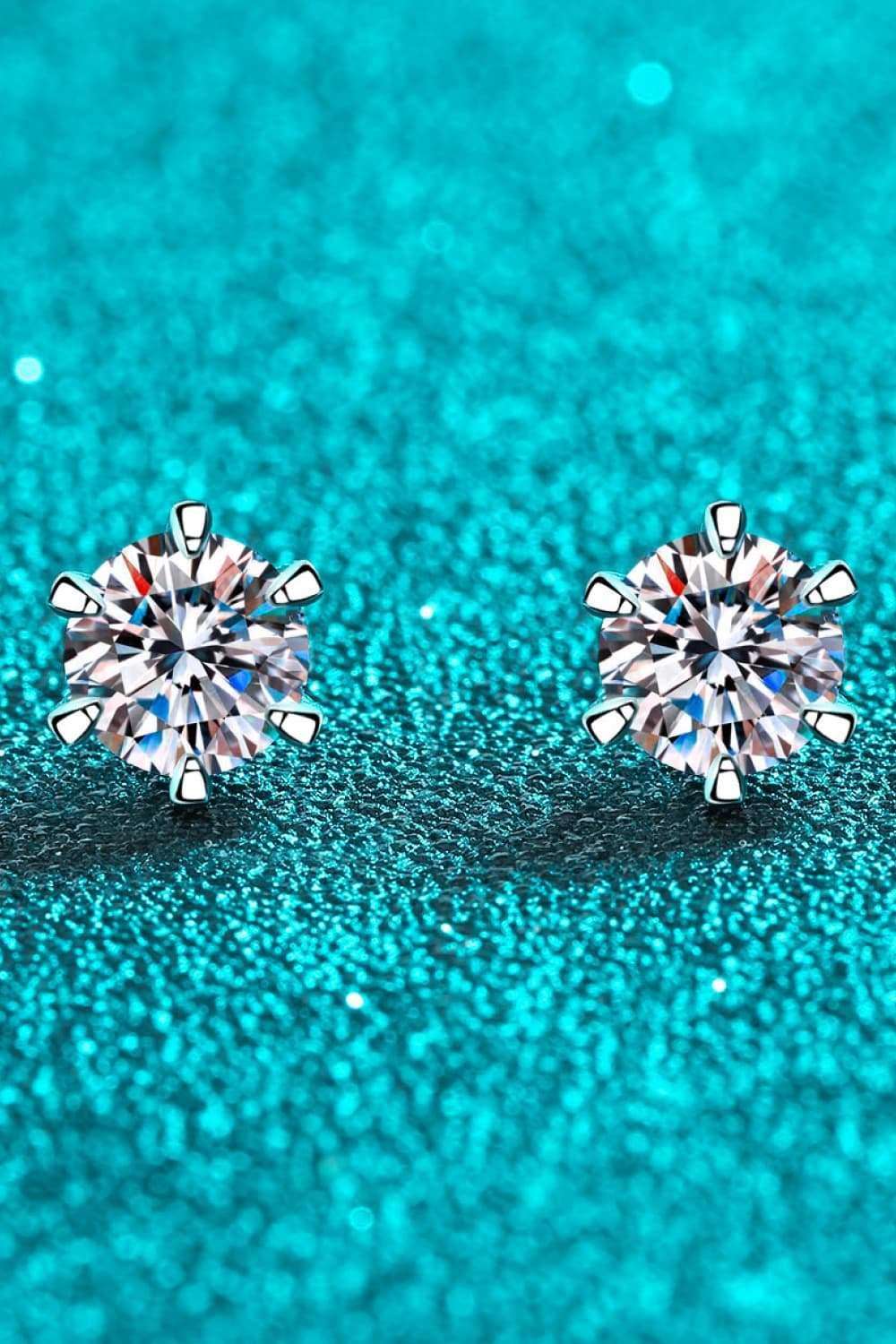 1 Carat Moissanite Rhodium-Plated Stud Earrings Carauana Store