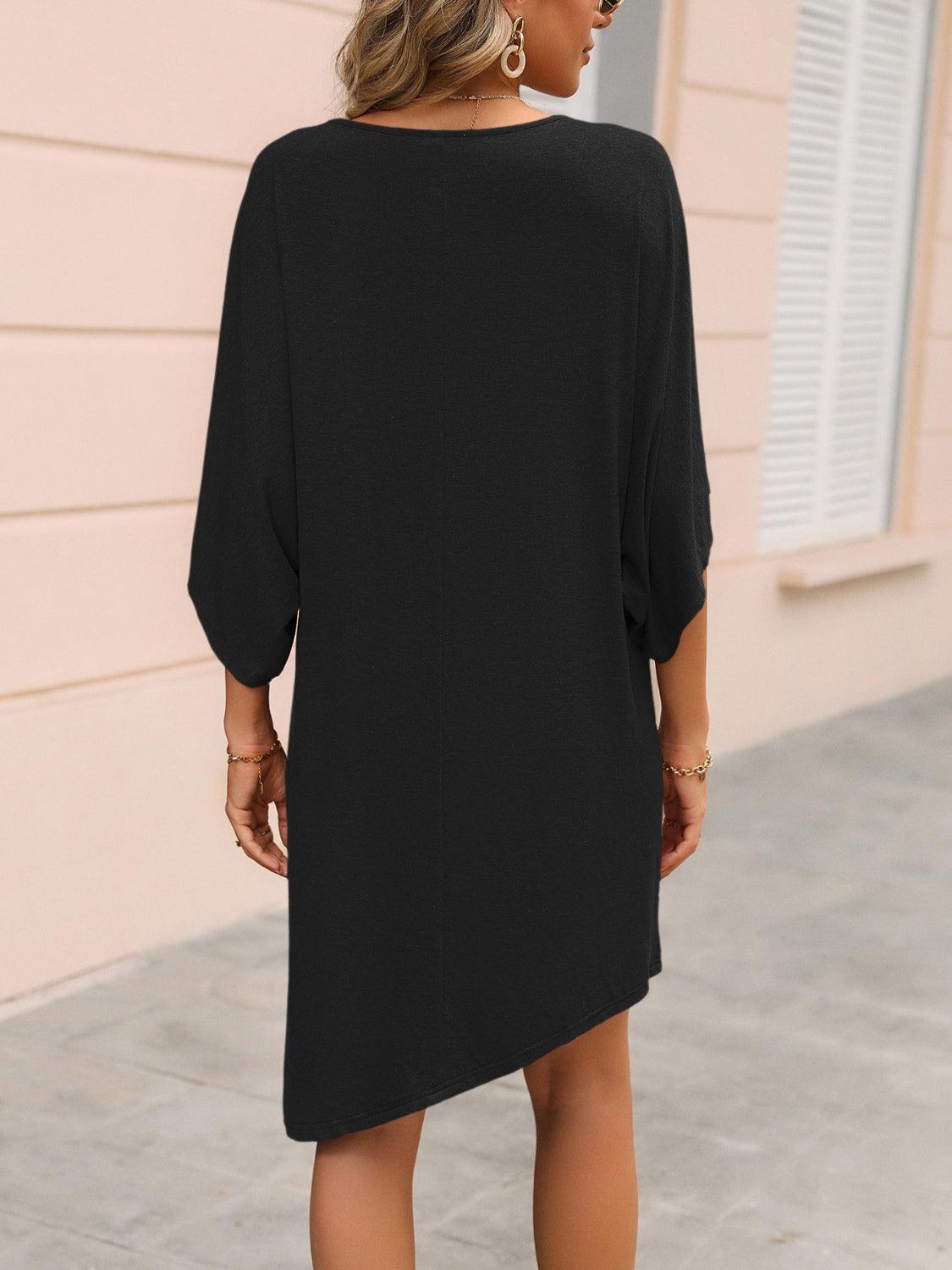 Round Neck Three-Quarter Sleeve Tee Dress Carauana Store