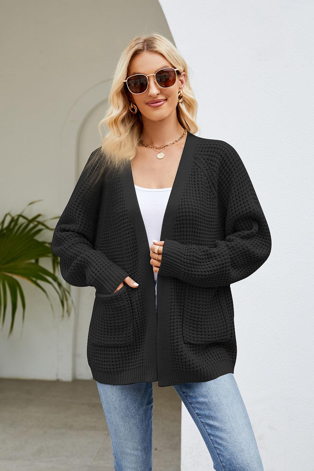 Open Front Long Sleeve Cardigan with Pockets Carauana Store