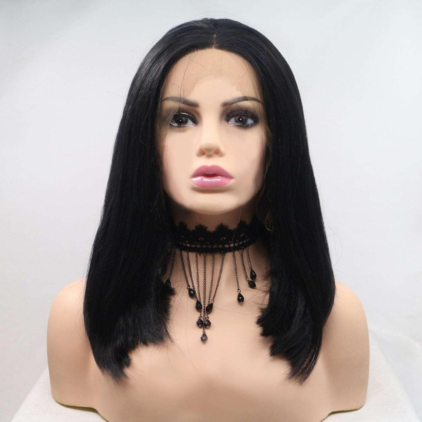 13*3" Lace Front Wigs Synthetic Mid-length Straight 12" 130% Density Carauana Store