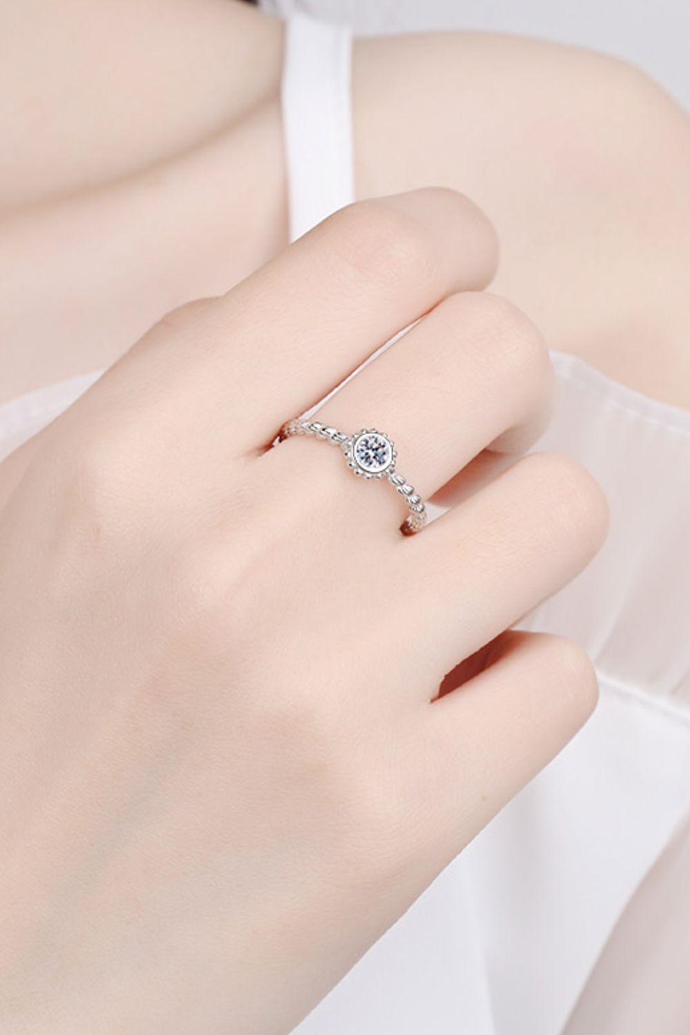 Moissanite Rhodium-Plated Ring Carauana Store