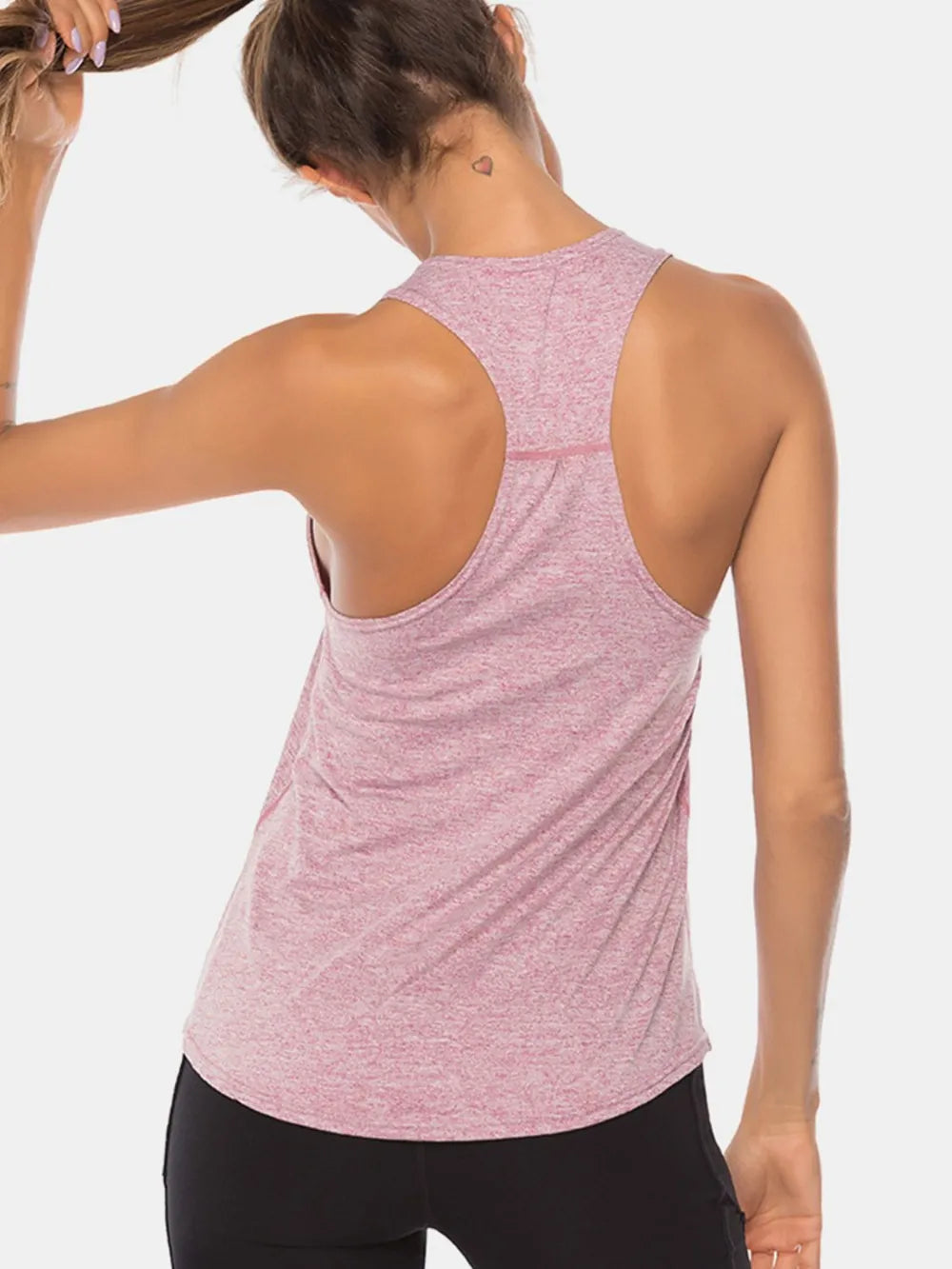 Full Size Scoop Neck Wide Strap Active Tank Carauana Store