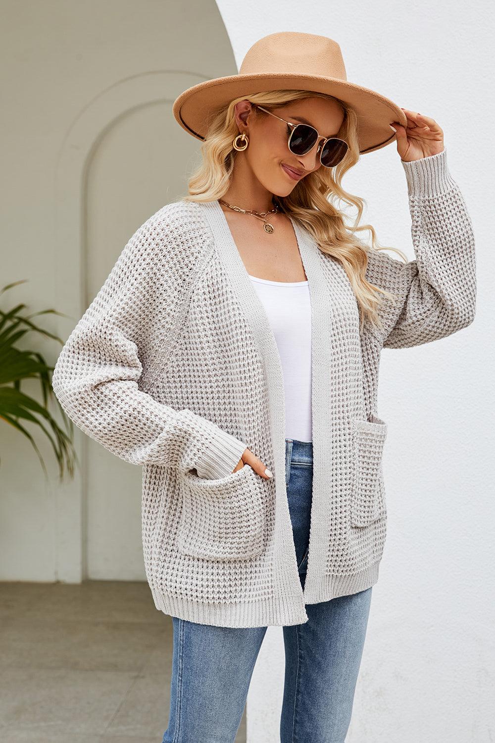 Open Front Long Sleeve Cardigan with Pockets Carauana Store