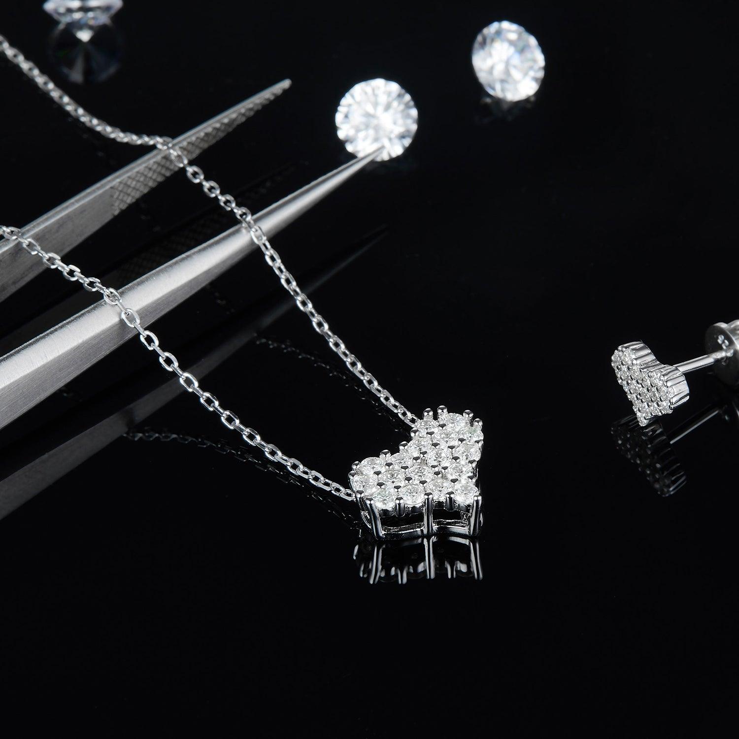 Moissanite 925 Sterling Silver Heart Necklace Carauana Store