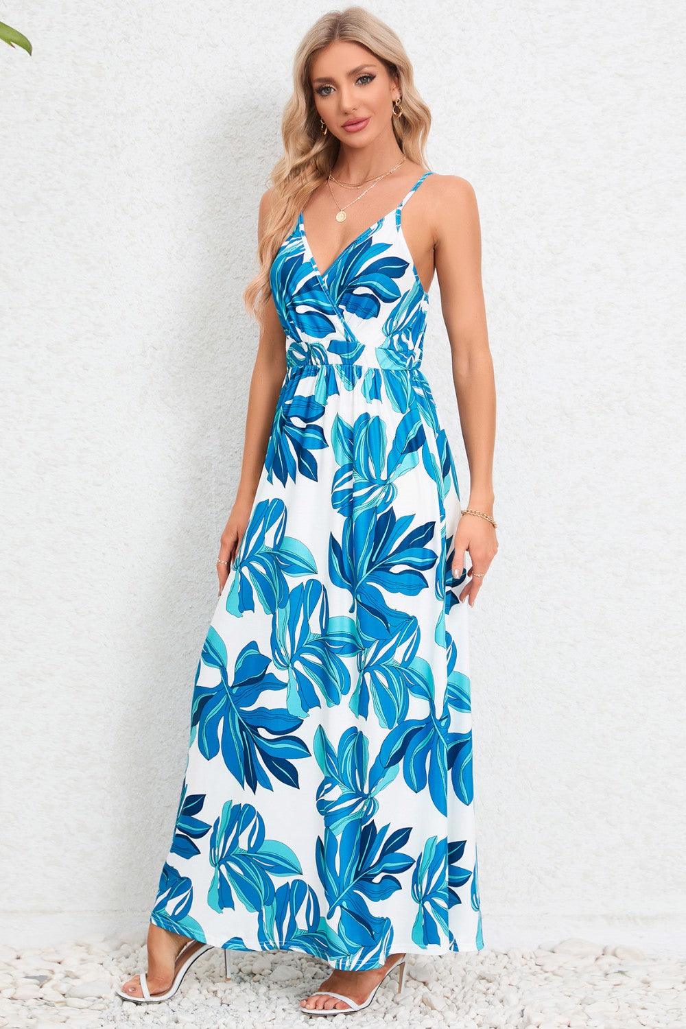 Printed Surplice Maxi Cami Dress Carauana Store