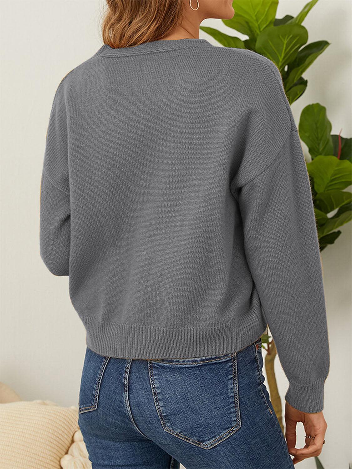 Flower Button Front Dropped Shoulder Cardigan Carauana Store