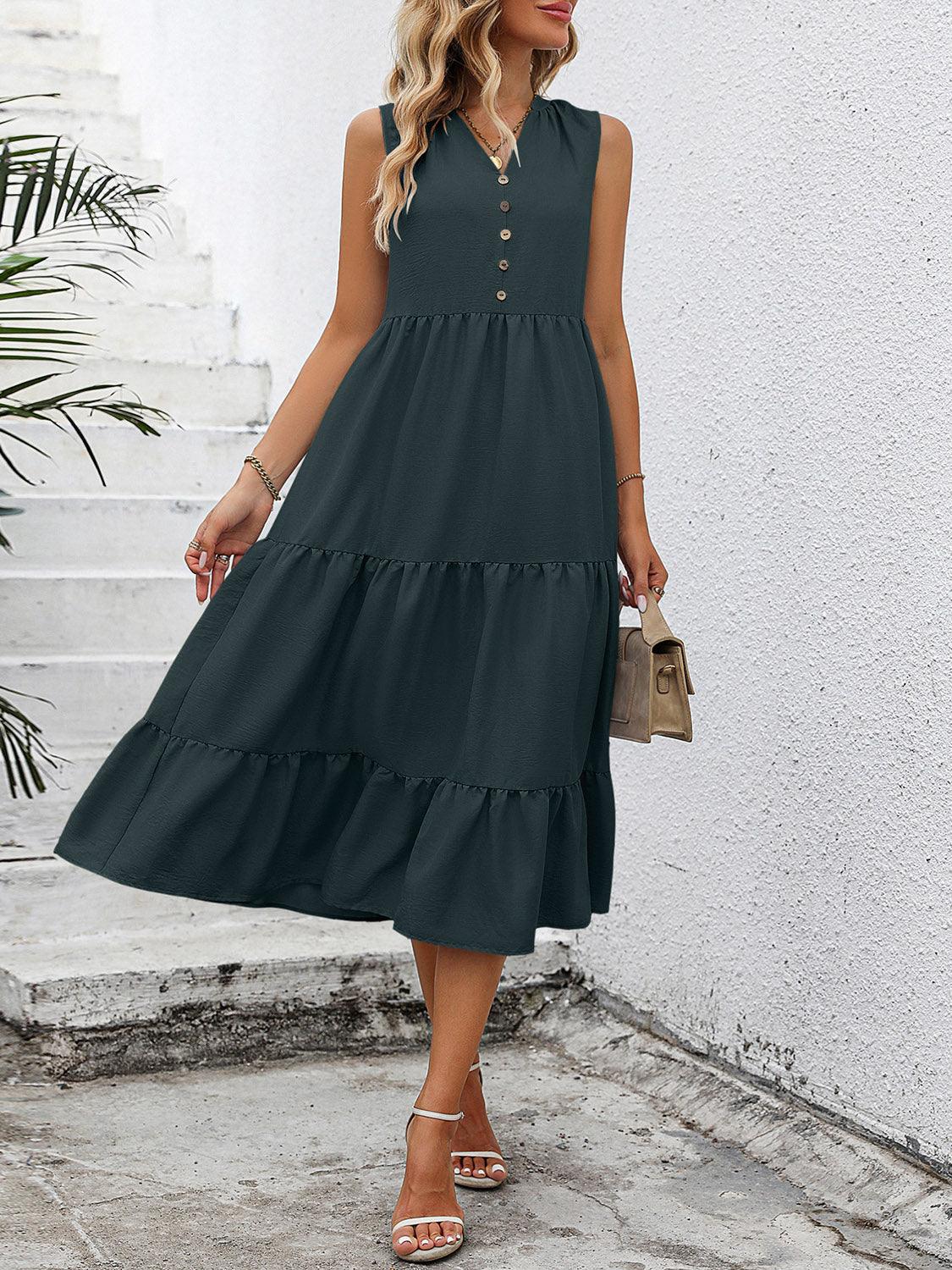 V-Neck Sleeveless Tiered Dress Carauana Store
