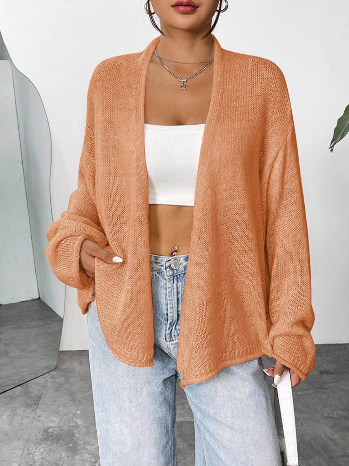 Open Front Dropped Shoulder Cardigan Carauana Store