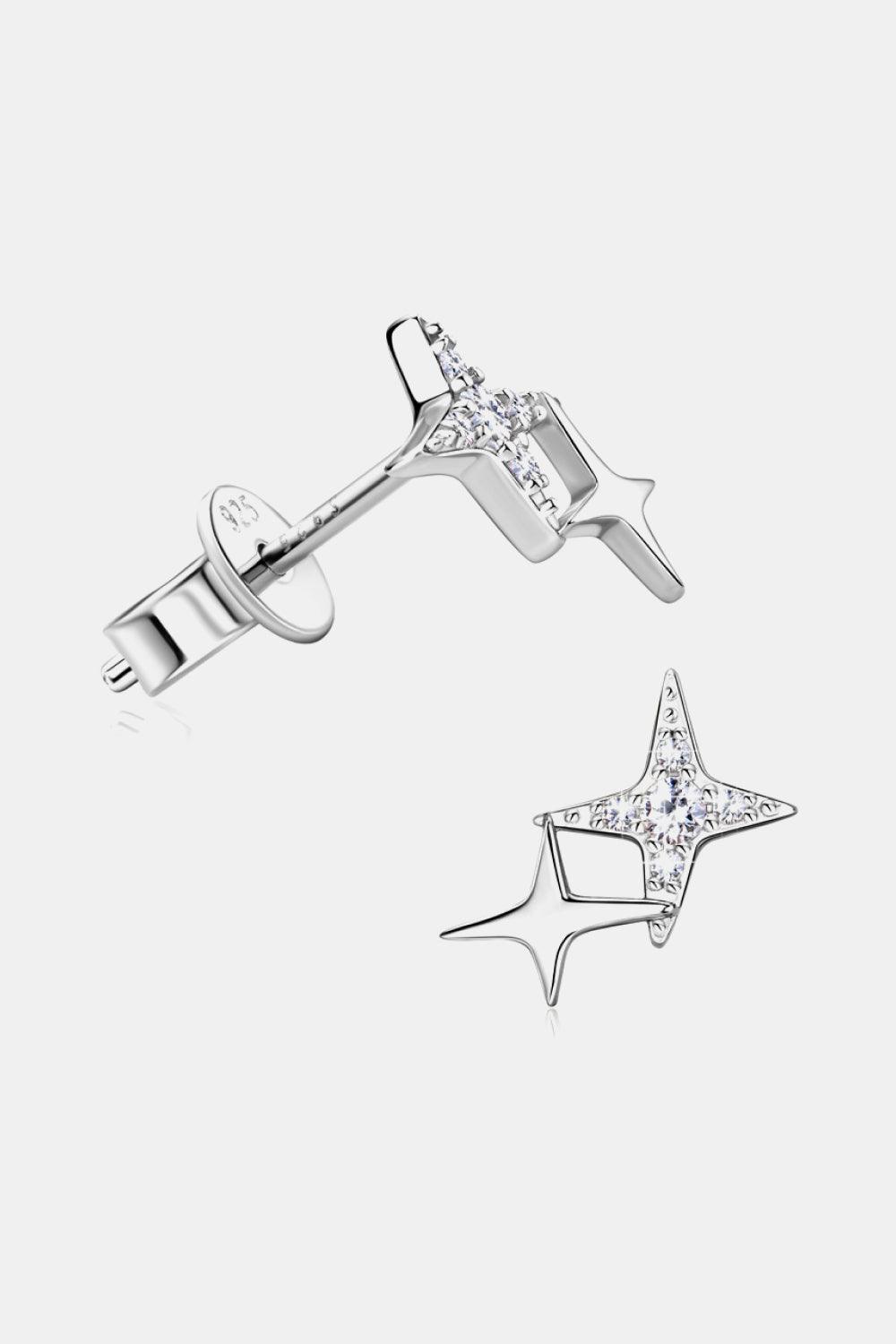 Moissanite 925 Sterling Silver Star Shape Earrings Carauana Store