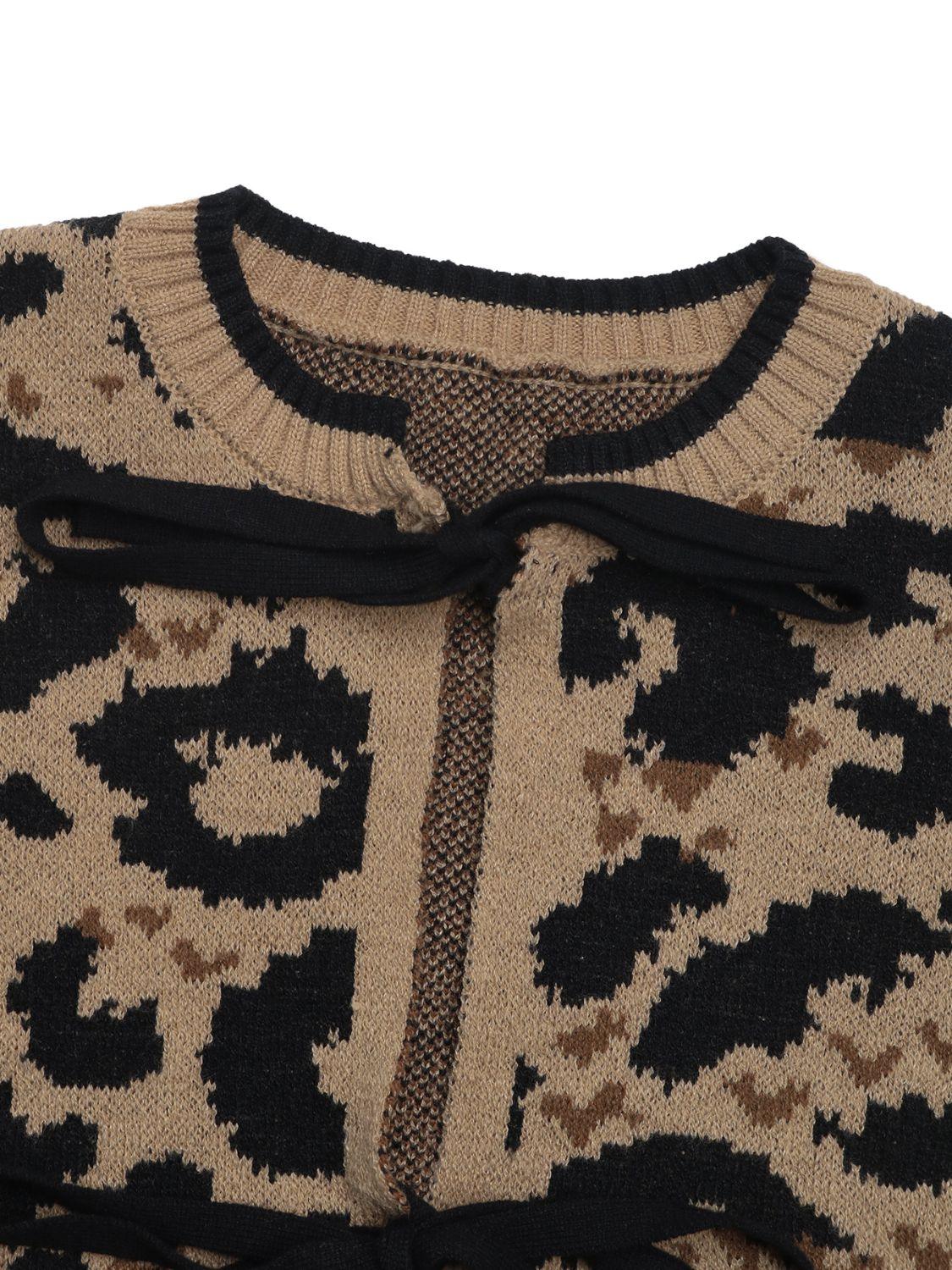 Perfee Tied Leopard Long Sleeve Cardigan Carauana Store