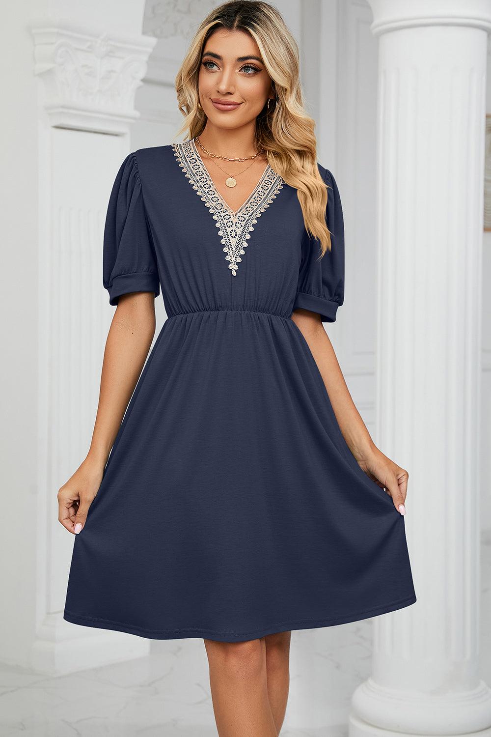 V-Neck Puff Sleeve Dress Carauana Store