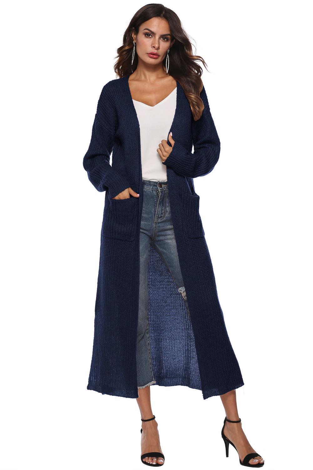 Long Sleeve Open Front Buttoned Cardigan Carauana Store