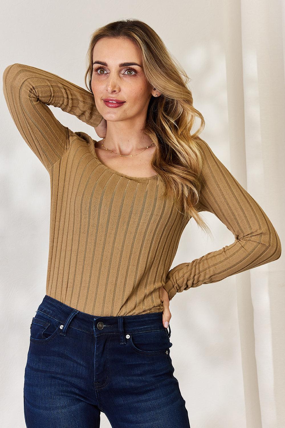 Basic Bae Full Size Ribbed Long Sleeve T-Shirt Carauana Store
