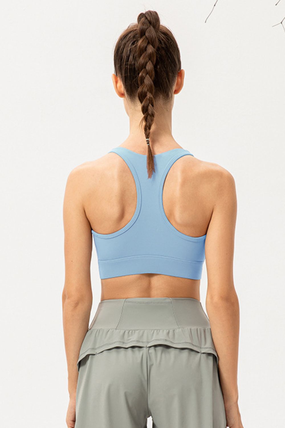 Zip-Up Round Neck Sports Bra Carauana Store