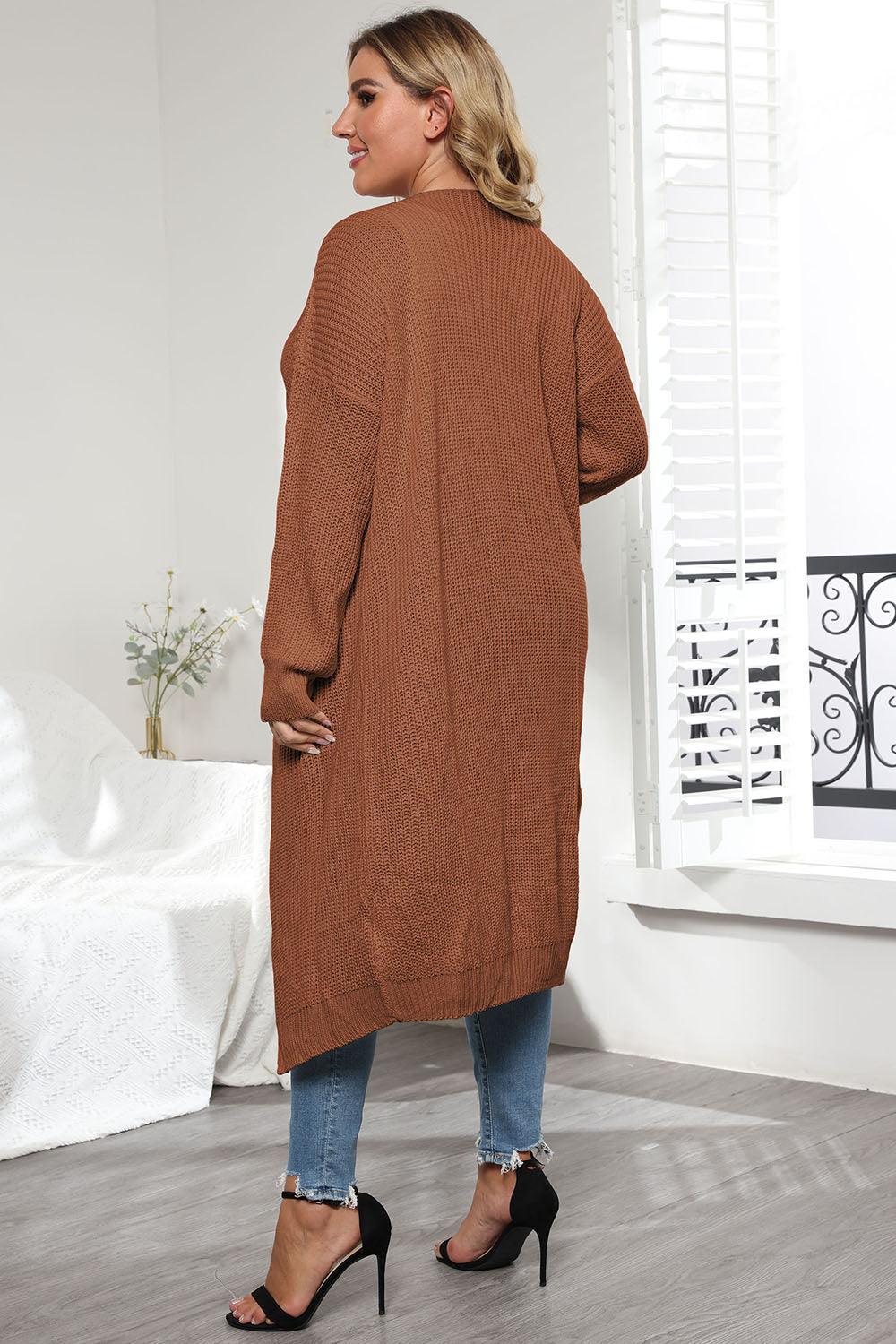 Plus Size Open Front Long Sleeve Cardigan Carauana Store