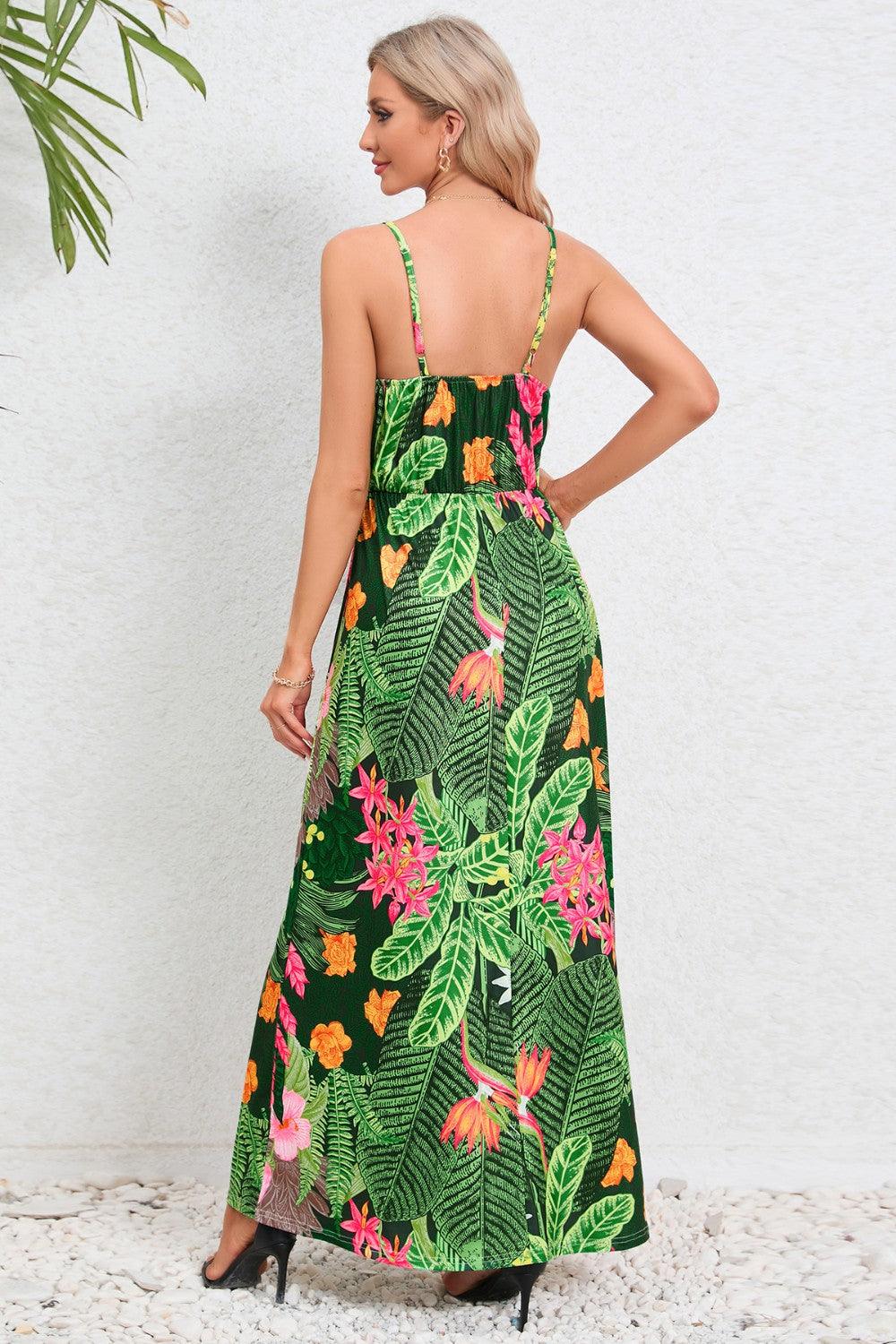 Printed Surplice Maxi Cami Dress Carauana Store