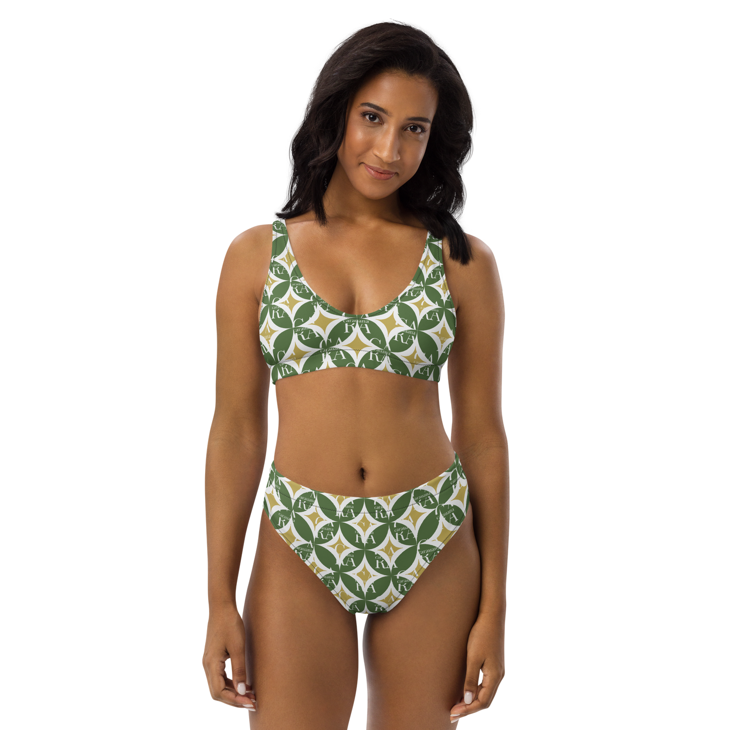 CaRaNaNa high-waisted bikini Green Pattern Carauana Store