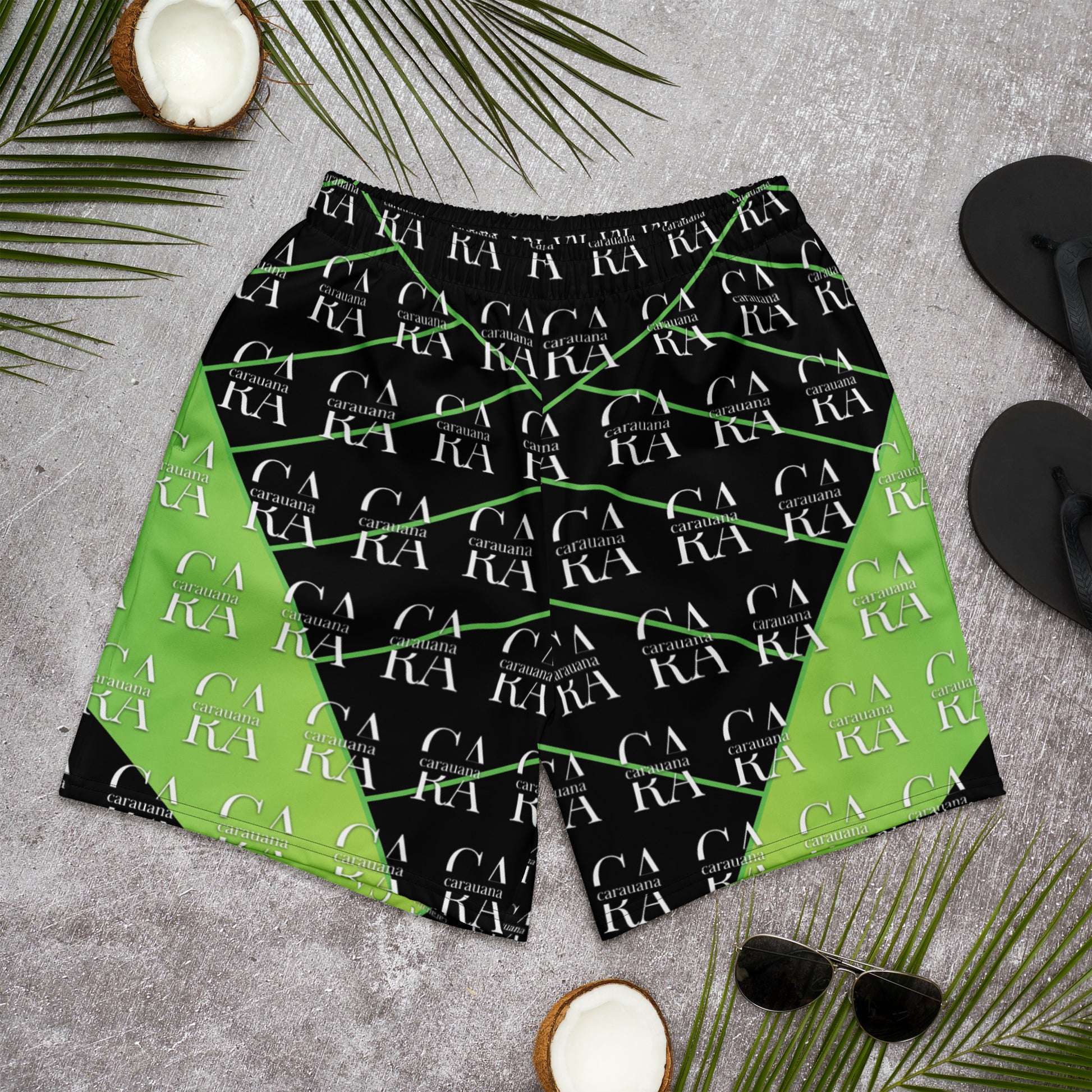 CaRaUaNa Athletic Shorts Unisex black Green Carauana Store