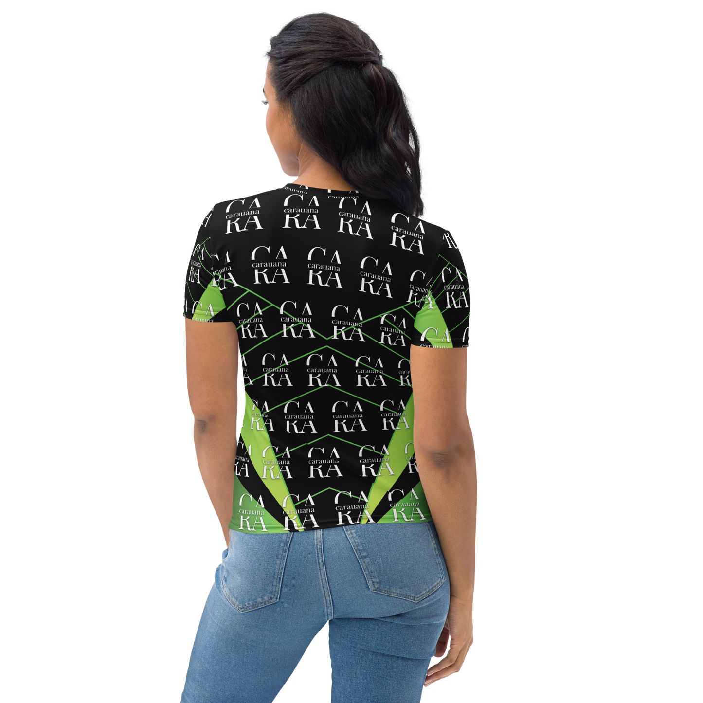 Women's T-shirt black Green Carauana Store