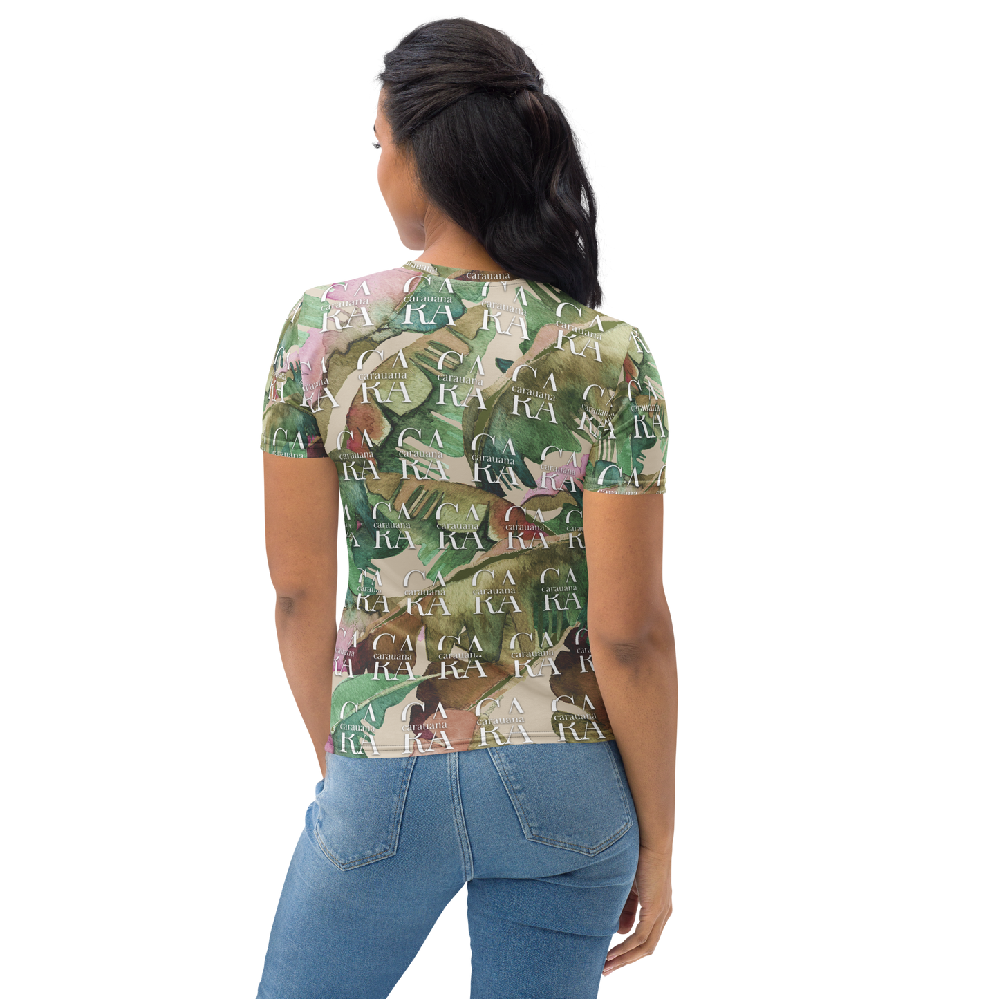 Women's T-shirt Green Beige branded Carauana Store