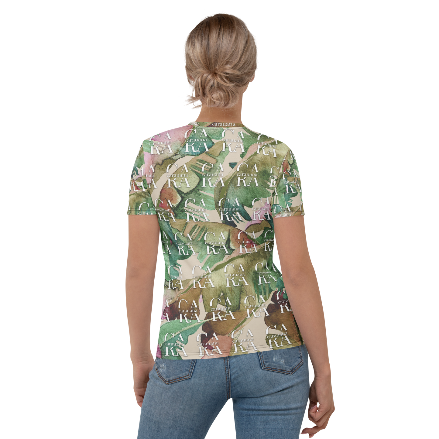 Women's T-shirt Green Beige branded Carauana Store