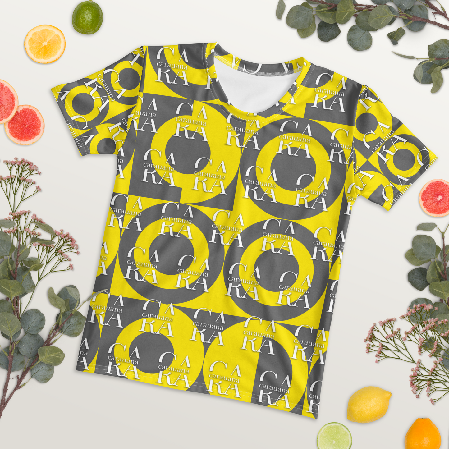 CaRaUaNa Women's T-shirt Grey Yellow Carauana Store