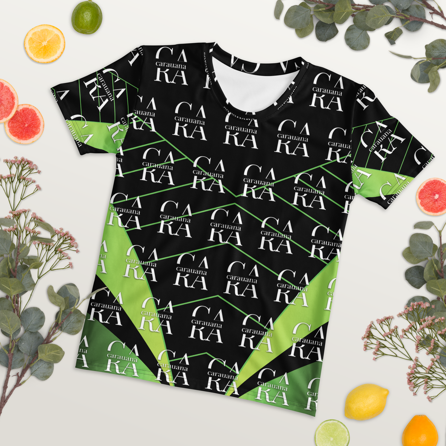 Women's T-shirt black Green Carauana Store