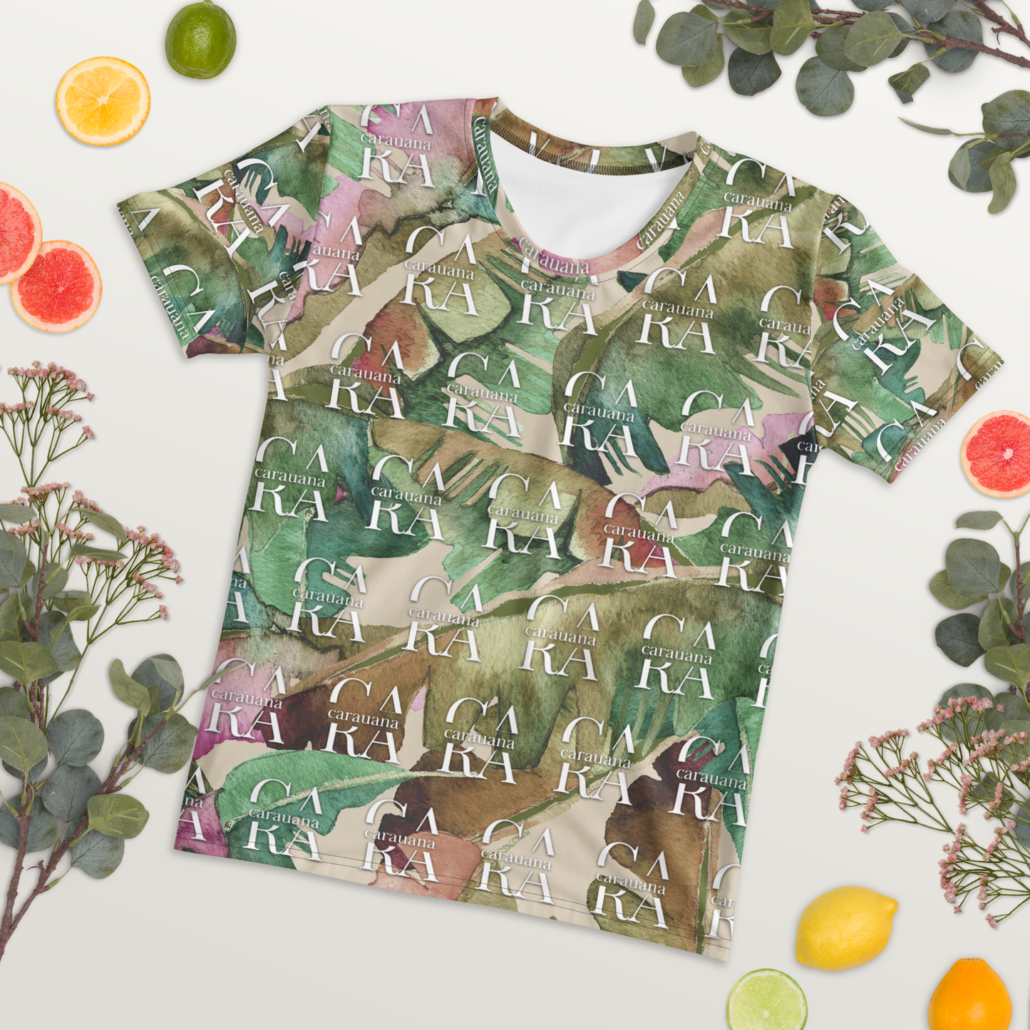 Women's T-shirt Green Beige branded Carauana Store