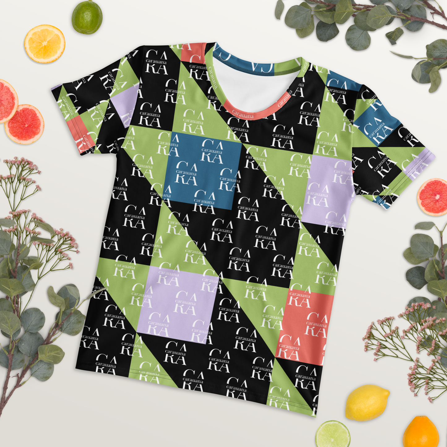 Women's T-shirt Green Black branded Carauana Store