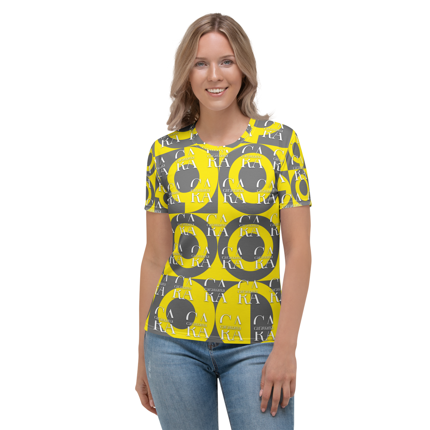 CaRaUaNa Women's T-shirt Grey Yellow Carauana Store