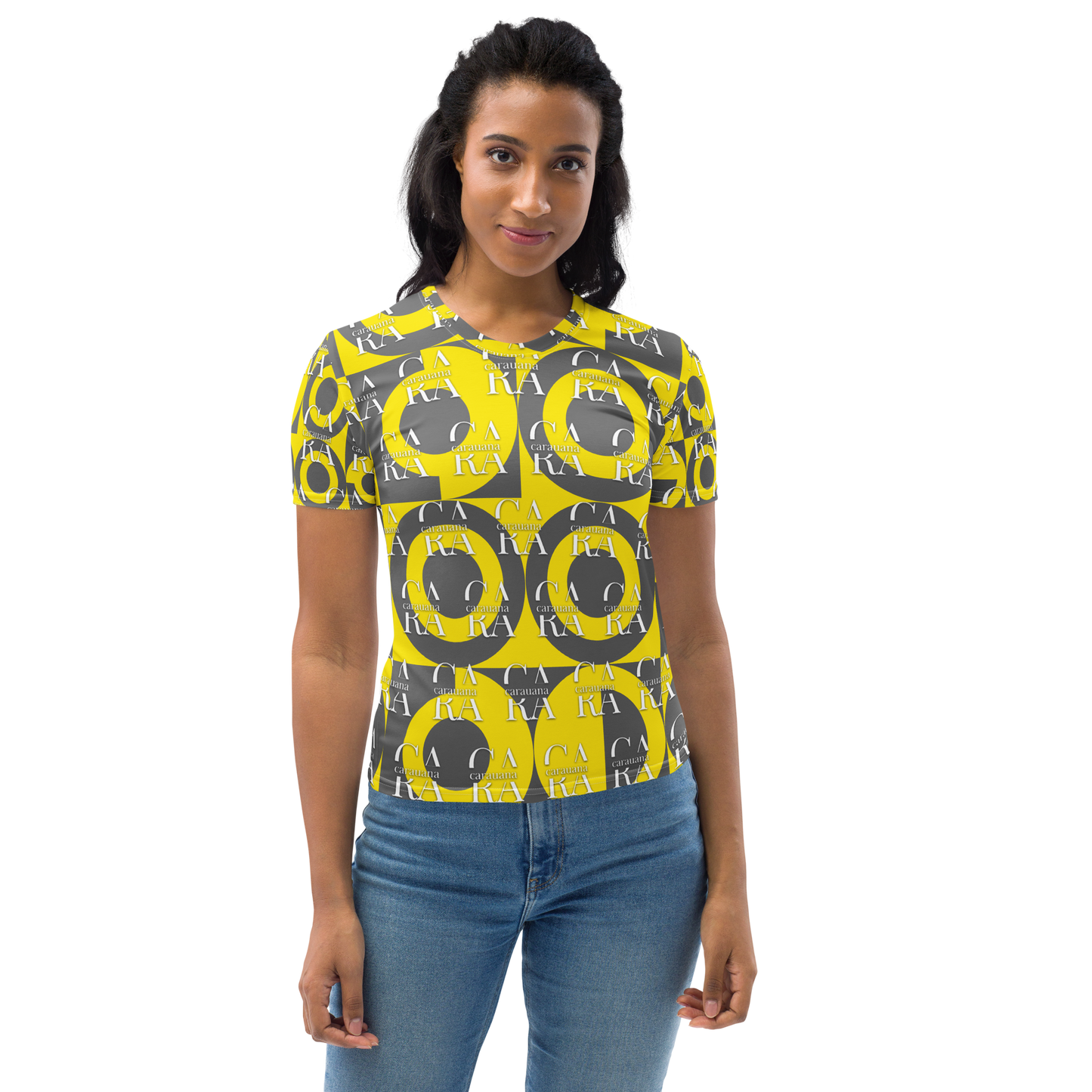CaRaUaNa Women's T-shirt Grey Yellow Carauana Store