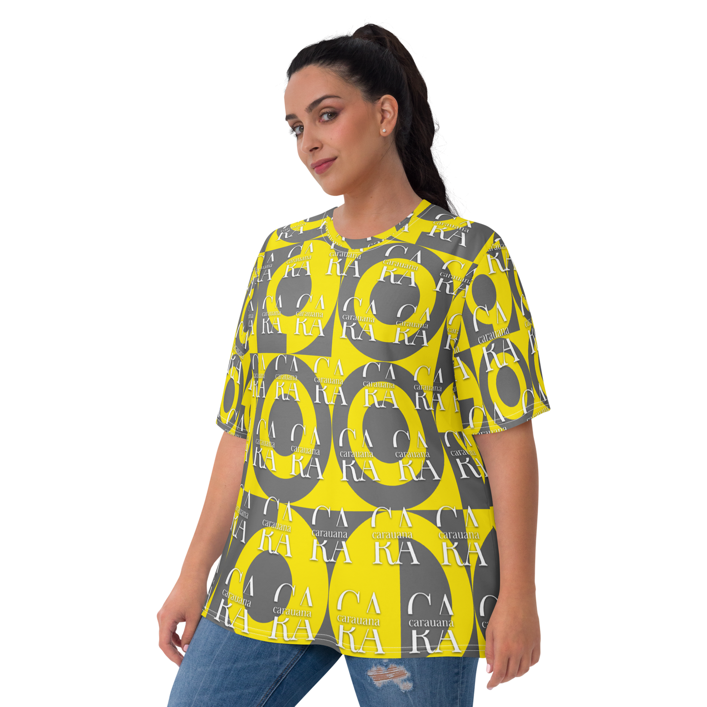 CaRaUaNa Women's T-shirt Grey Yellow Carauana Store