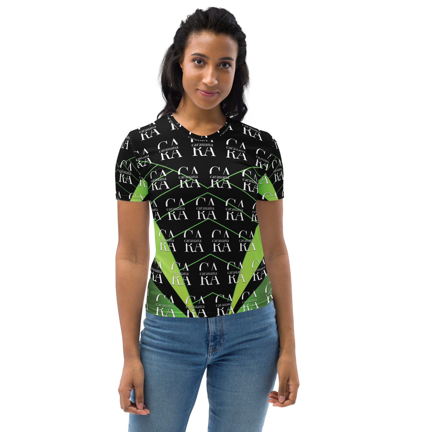 Women's T-shirt black Green Carauana Store