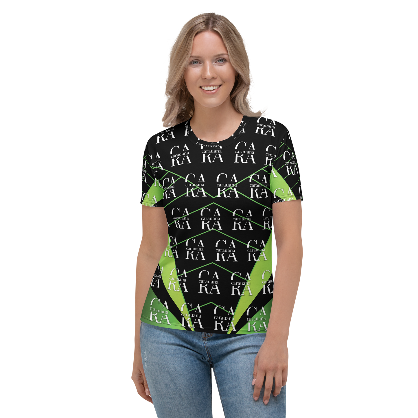 Women's T-shirt black Green Carauana Store