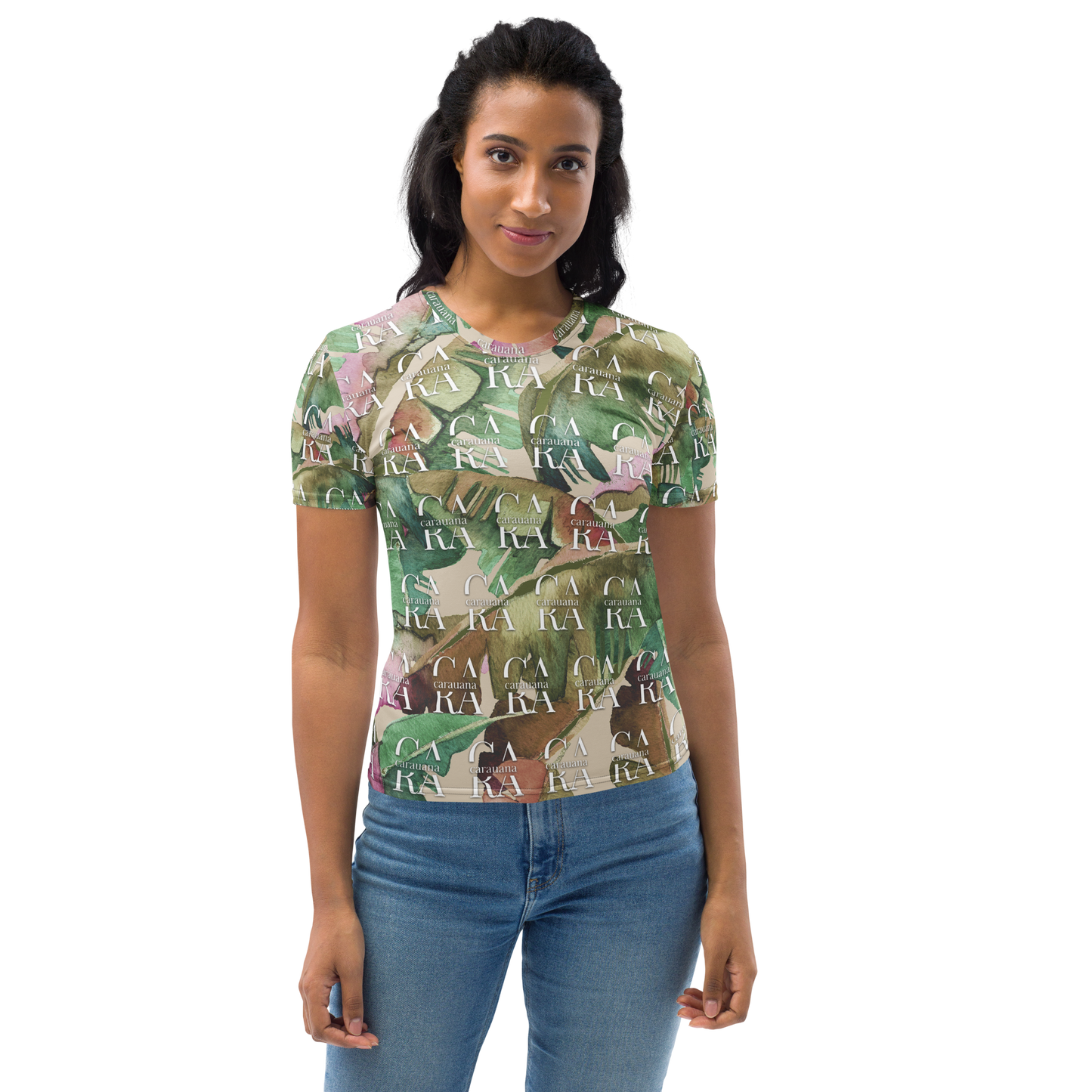Women's T-shirt Green Beige branded Carauana Store