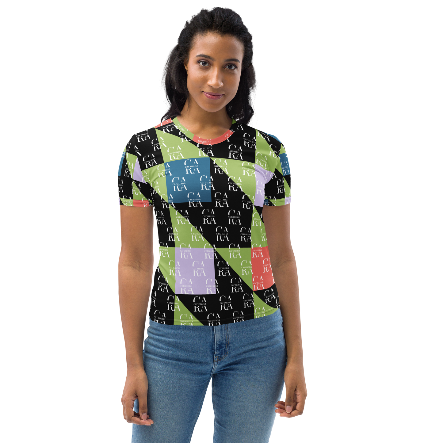 Women's T-shirt Green Black branded Carauana Store